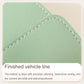 Green jewelry bag with stitched edge seam detail for reinforced book-style cover