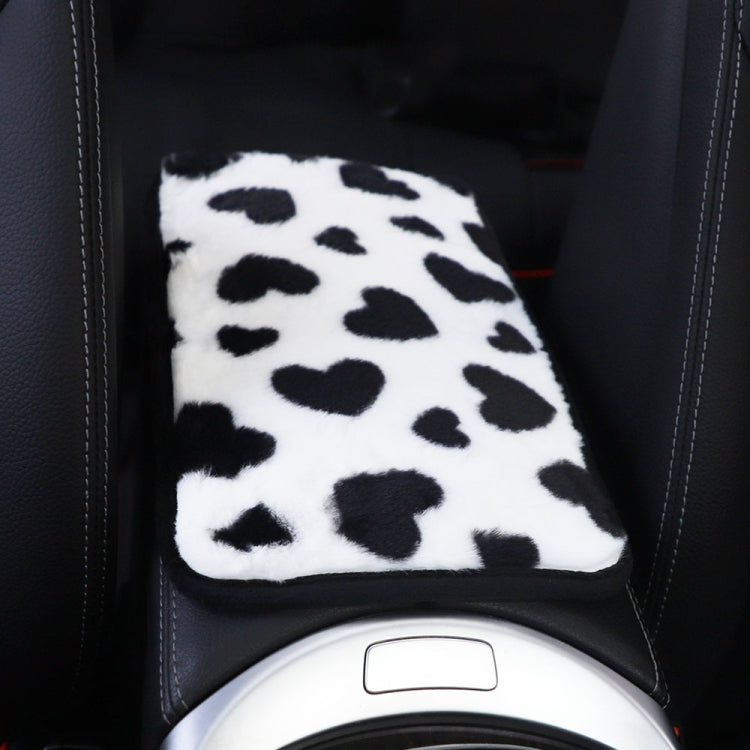 Black-and-white heart-pattern plush console cover mat, rectangular fit