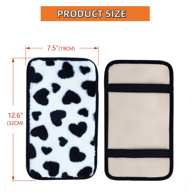 Plush car console cover mat size 32x19cm, front and back views