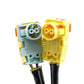 Clock spring connector pair with yellow housing and colored wiring terminals