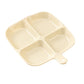 Cream white quad-compartment side dish tray with handle and four divided sections