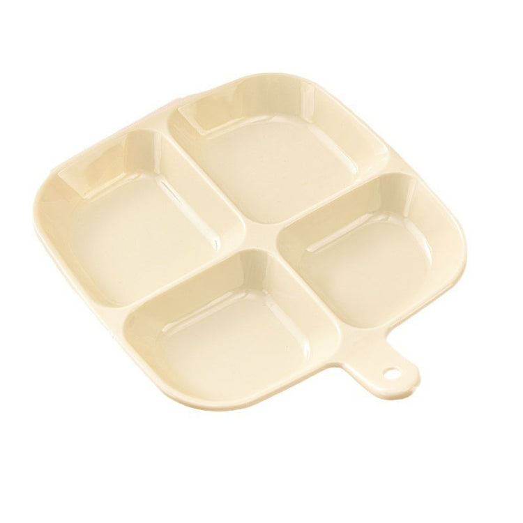 Cream white quad-compartment side dish tray with handle and four divided sections