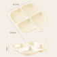 Cream quad-compartment storage tray with four sections and hanging hole