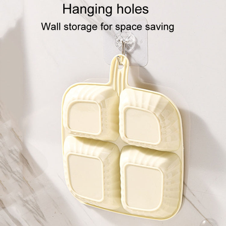 Cream quad-compartment tray with hanging hole for wall storage