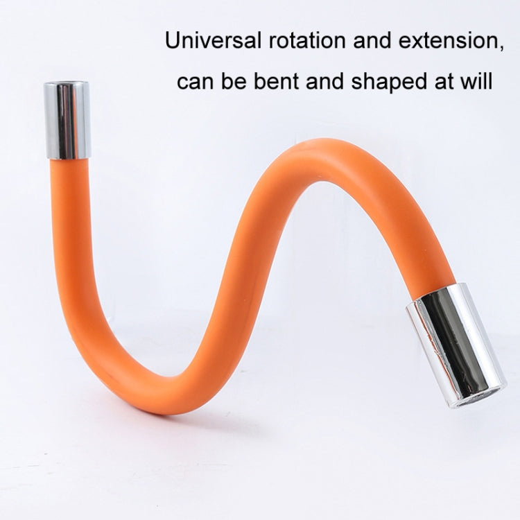Flexible orange extension tube with chrome tip for faucet reach