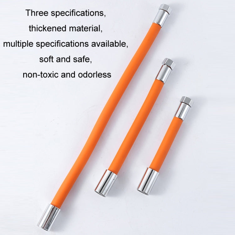 Set of orange faucet extension tubes with chrome ends, multiple sizes