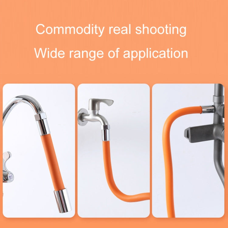 Orange faucet extension tube on taps, with chrome end fittings