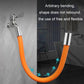 Orange flexible faucet extension tube bent into U-shape with chrome ends