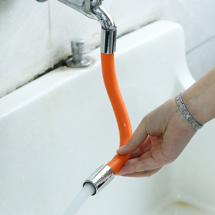 Orange flexible faucet extension tube with chrome metal ends for shaping
