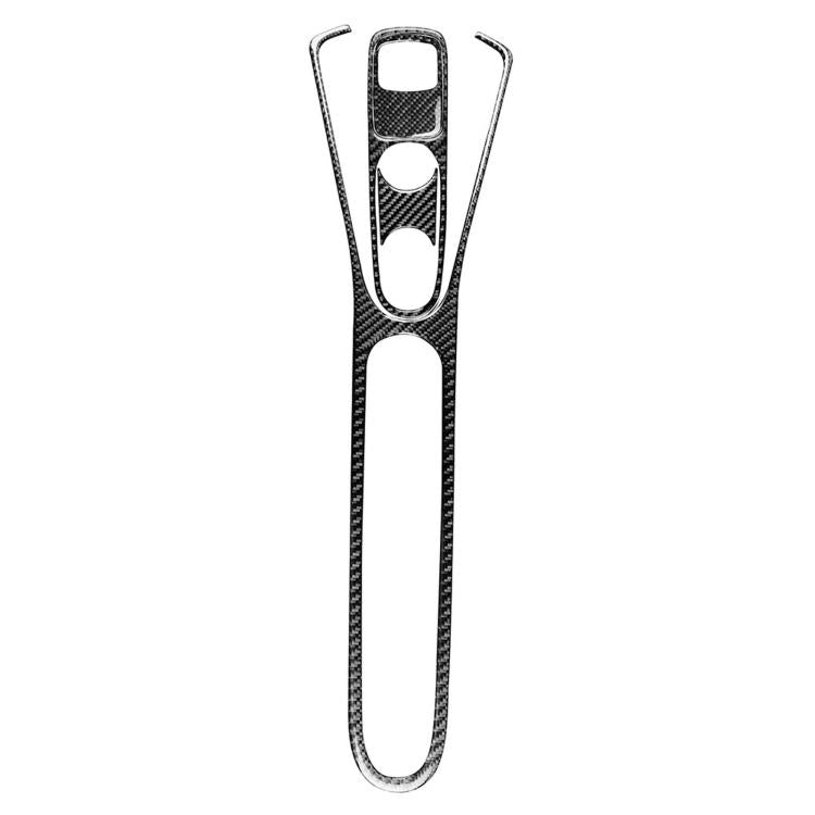 Black carbon-fiber style gear console trim sticker with handle and switch cutouts