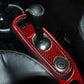Red carbon-fiber style gear console sticker set with trim around shifter and controls