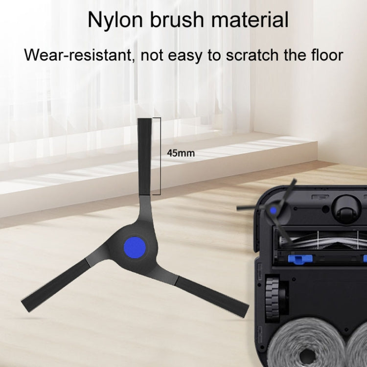 Black side brush with three angled bristles and blue center insert
