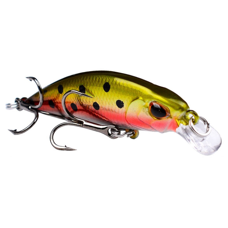 Green and pink sinking minnow lure with clear lip and treble hook