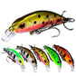Assorted sinking minnow hard lures set with clear lips and treble hooks