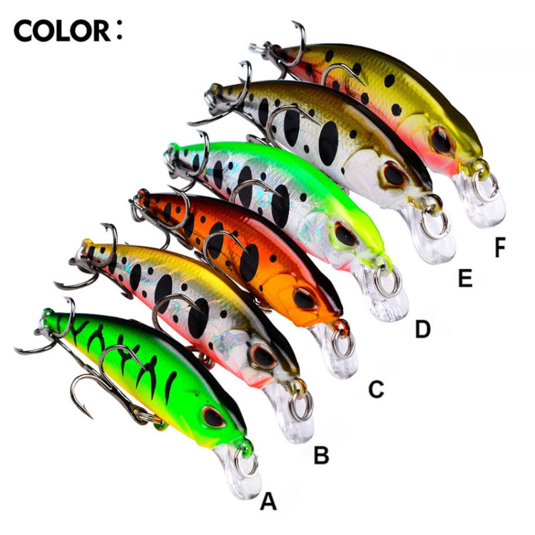 Color options chart of sinking minnow hard lures with treble hooks and clear lips