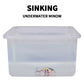 Sinking minnow fishing lure in clear storage box, small multicolor bait