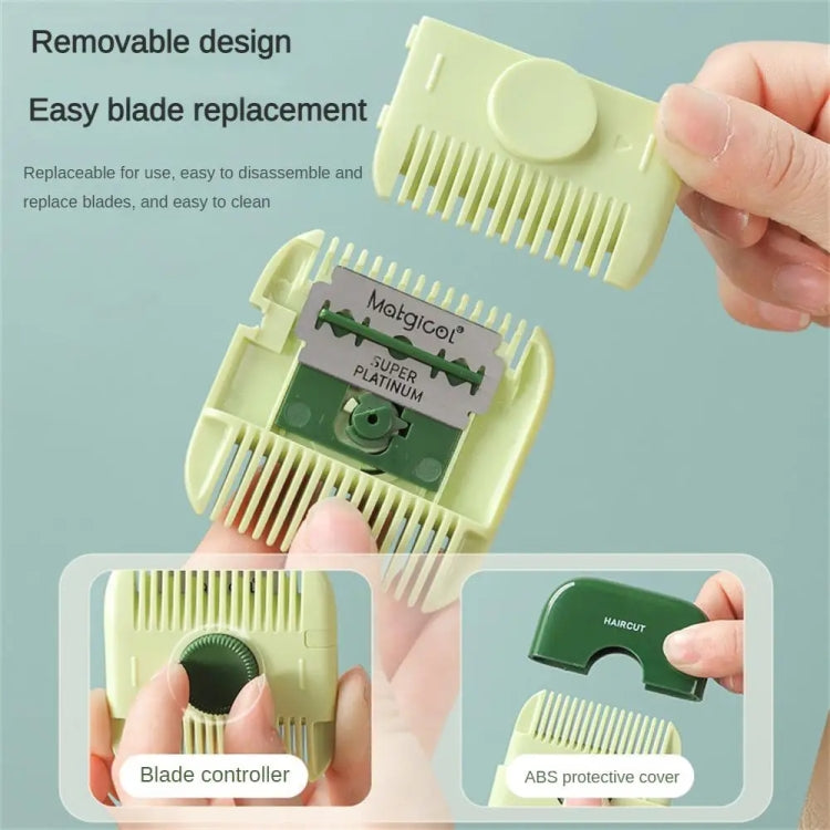 Removable blade 2-in-1 hair clipper comb with open cover for replacement