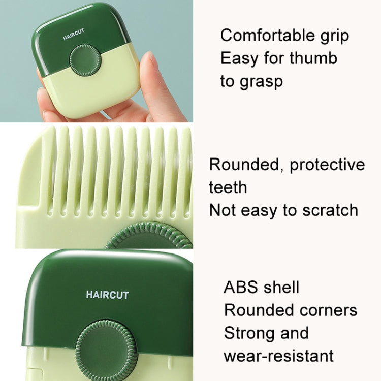 Green 2-in-1 hair clipper comb with rounded protective teeth and ABS shell