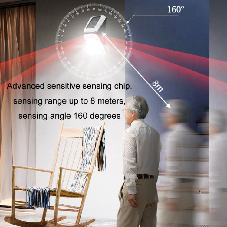Solar wall street light with motion-sensing light beam and wide coverage glow