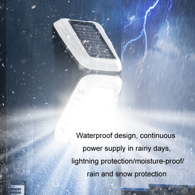 Solar wall street light in rainy weather with bright light and lightning-like flashes