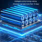 Solar light LED module with rows of blue-lit elements inside a compact housing