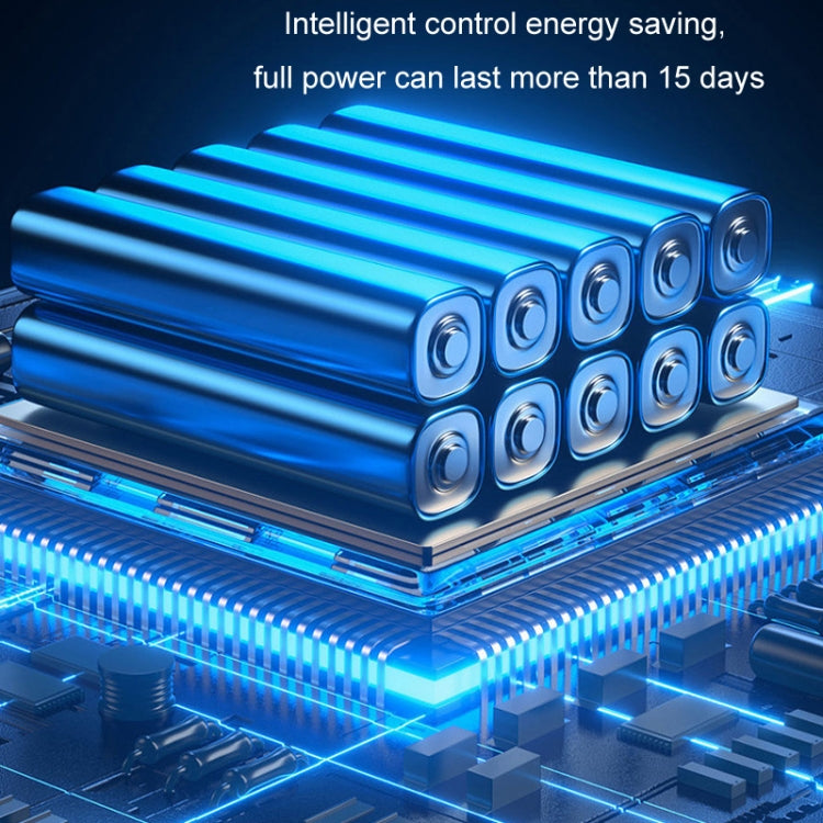 Solar light LED module with rows of blue-lit elements inside a compact housing