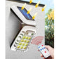 Solar wall street light mounted outdoors with illuminated LED panel and remote in hand