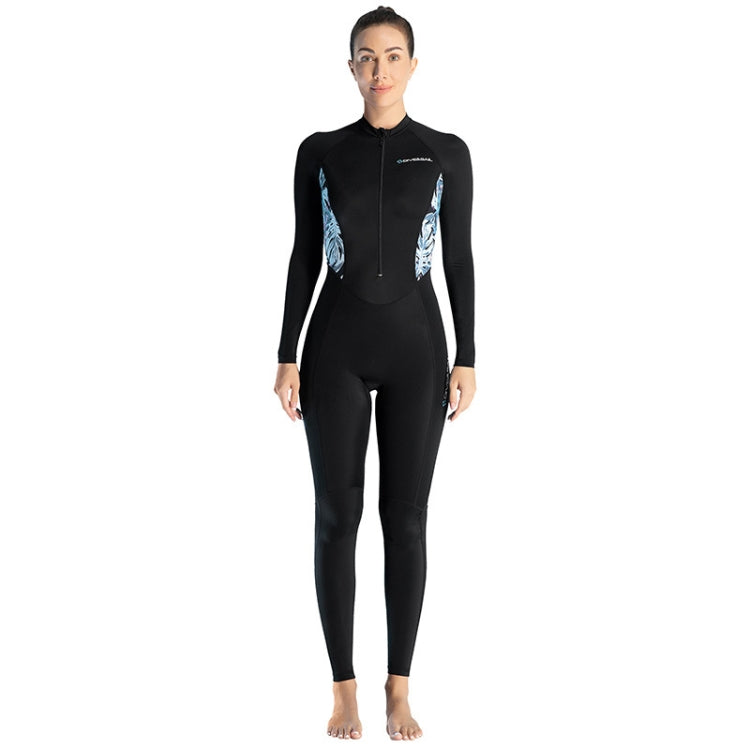 Ladies black full suit wetsuit with long sleeves and front zipper