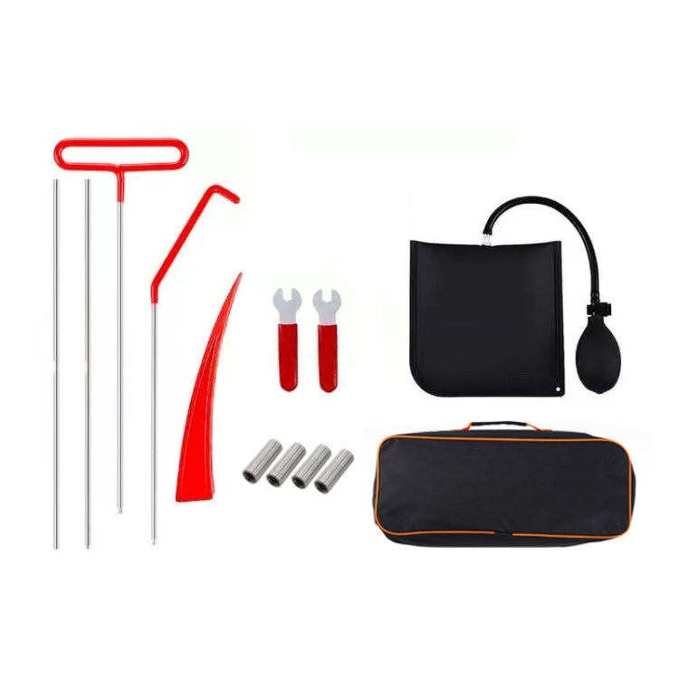 Car wedge air pump repair kit with red handle tools, needles, and carry bag