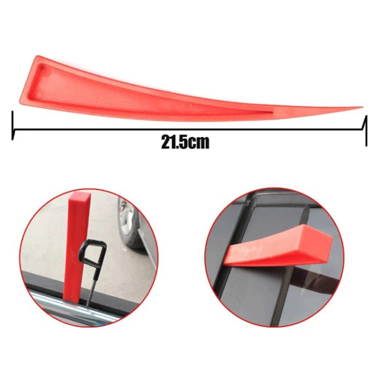 Red plastic wedge tool for car trim, 21.5 cm length