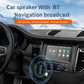 Bluetooth AUX receiver in car dashboard setup with interface and status lights, compact design.