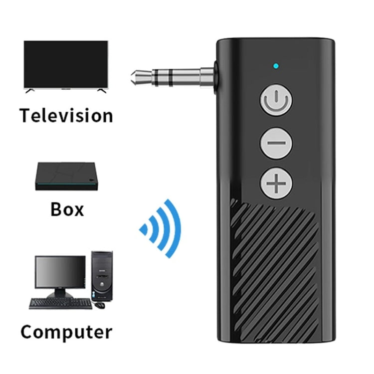 Bluetooth car audio receiver/transmitter showing TX mode use with 3.5mm plug