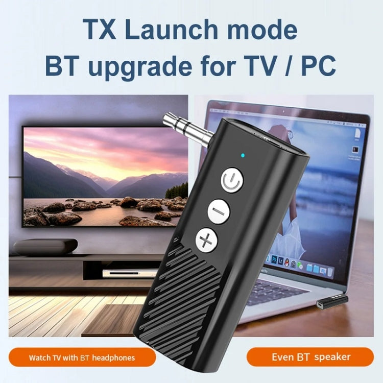 Bluetooth car audio receiver/transmitter with 3.5mm plug and volume controls