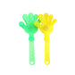 Luminous slap clap hand flashers, green and yellow LED light-up hands with handles