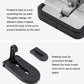 Black foldable foot pedal with protective edge strip and safety hammer mount