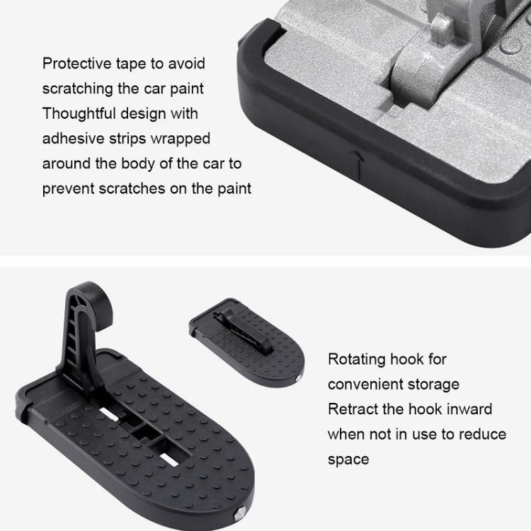 Black foldable foot pedal with protective edge strip and safety hammer mount