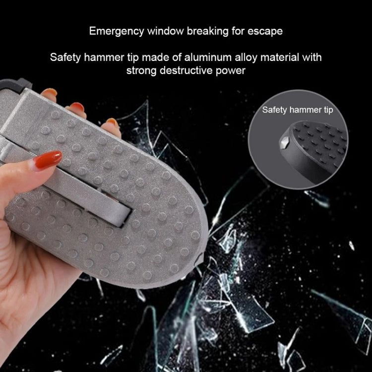 Gray foldable car foot pedal with safety hammer tip for emergency window breaking