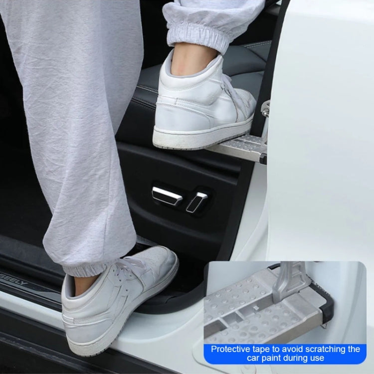 Foldable car foot pedal with safety hammer under the door for easy foot use