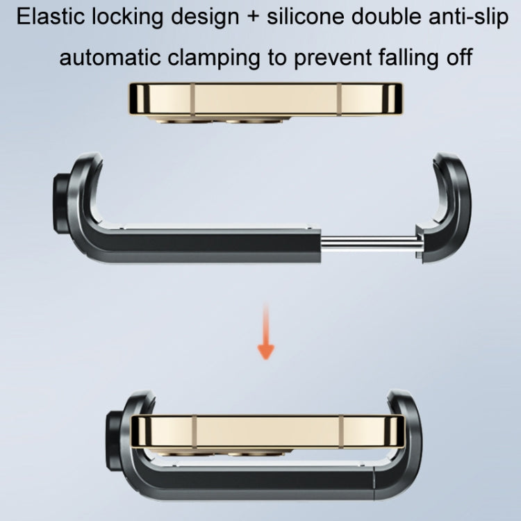 Spring clamp phone holder with elastic locking and silicone anti-slip grips
