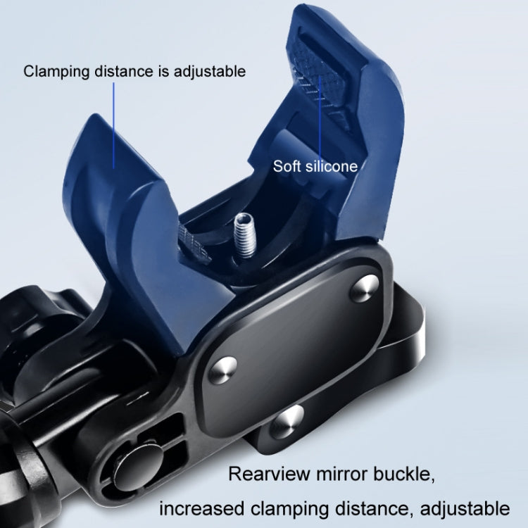 Snake phone holder with soft silicone jaw and adjustable clamping distance buckle