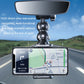 Car phone holder with mirror-style mount and flexible snake arm