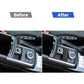 Red carbon-fiber cigarette lighter trim sticker on car center console.