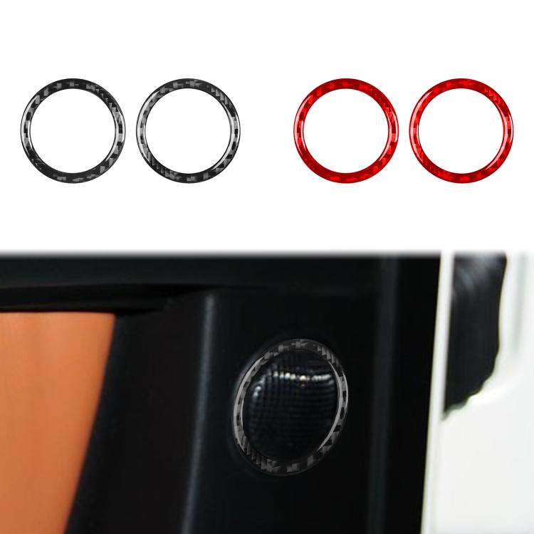 Black and red speaker ring sticker set with carbon-fiber texture on door speaker