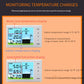 Ultrasonic liquid level meter showing tank temperature and indoor temperature displays