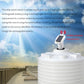 Ultrasonic level sensor with solar panel dome on white outdoor housing for wireless monitoring