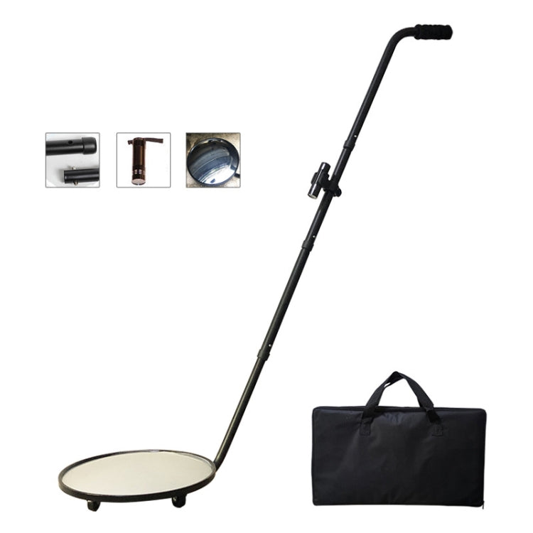 Extendable convex inspection mirror set with round mirror head, rod, and storage bag