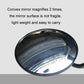 Close-up of convex round inspection mirror head with black handle