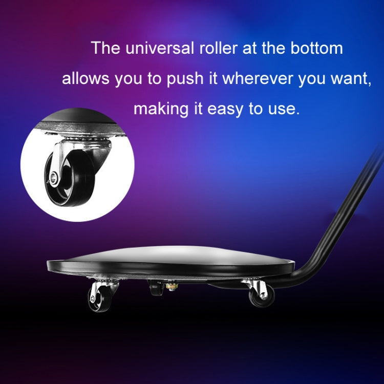 Inspection mirror platform with wheels and convex round mirror on a curved handle