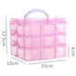 Pink 3-layer jewelry storage box with 15cm size, 12.7cm tall, 4cm deep