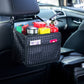 Car hanging storage box with woven texture, holding bottles and cards, black